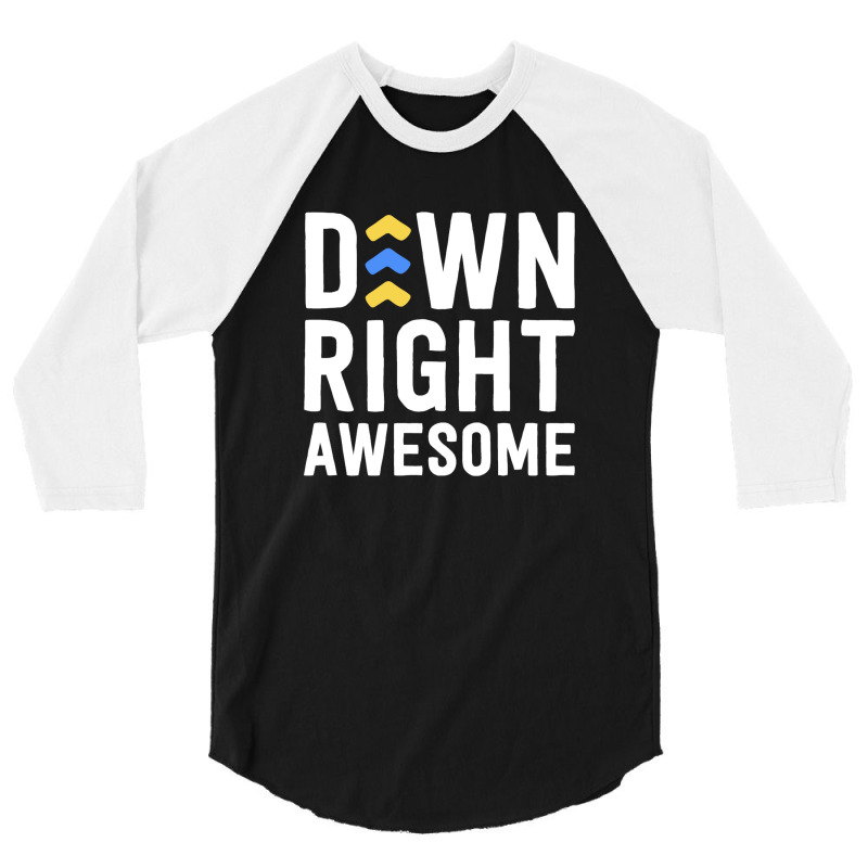 Down Right Awesome Shirt Down Syndrome Awareness Kid Arrows 3/4 Sleeve Shirt | Artistshot