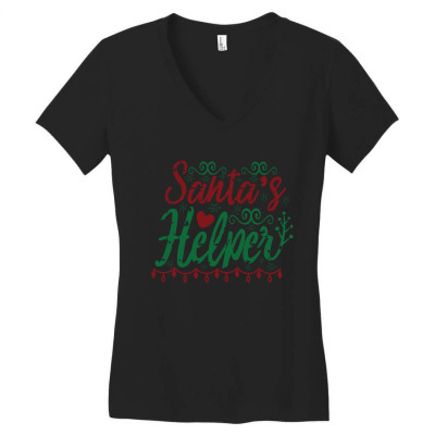 Santas Helper Women's V-neck T-shirt Designed By Hdstudio