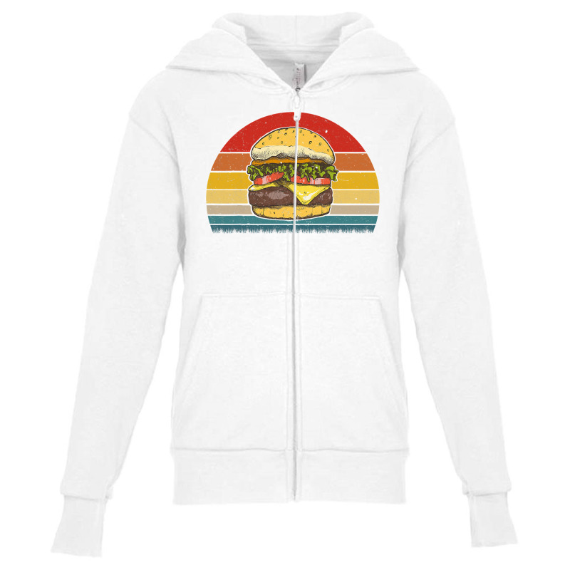 Retro Vintage Cheeseburger Design Costume Hamburger Lovers T Shirt Youth Zipper Hoodie | Artistshot