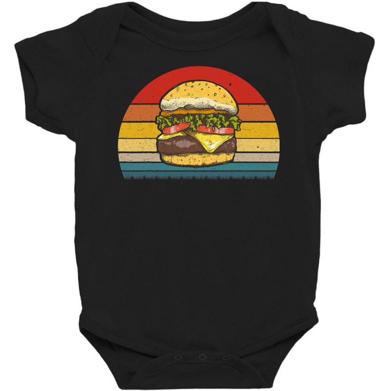 Retro Vintage Cheeseburger Design Costume Hamburger Lovers T Shirt Baby Bodysuit | Artistshot