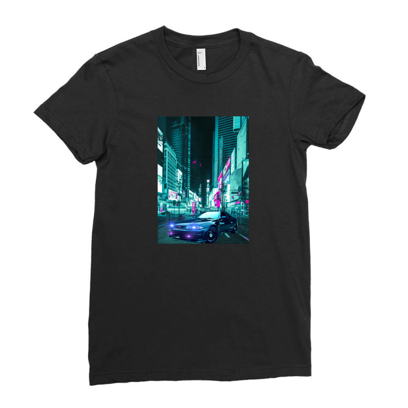 Car Retro Synthwave Ladies Fitted T-Shirt by Jeff_Nugroho | Artistshot