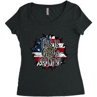 This Is God's Usa Country American Flag Sunflower Birthday Women's Triblend Scoop T-shirt | Artistshot