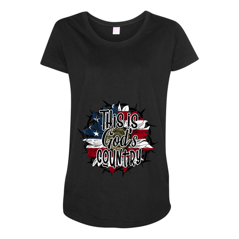 This Is God's Usa Country American Flag Sunflower Birthday Maternity Scoop Neck T-shirt by Aria-Proctor | Artistshot