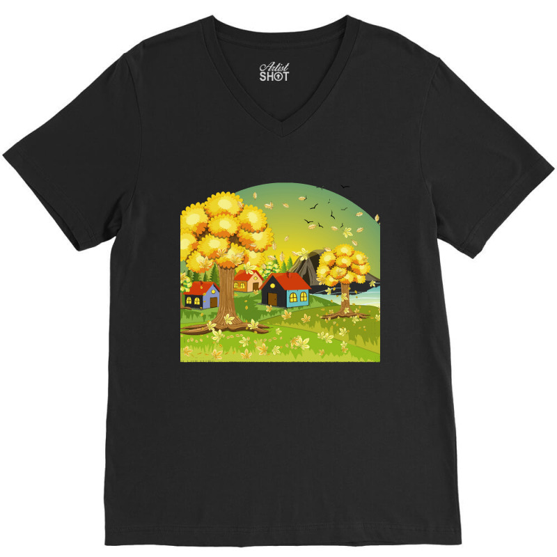 Autumn Season T Shirtautumn Town T Shirt V-neck Tee | Artistshot