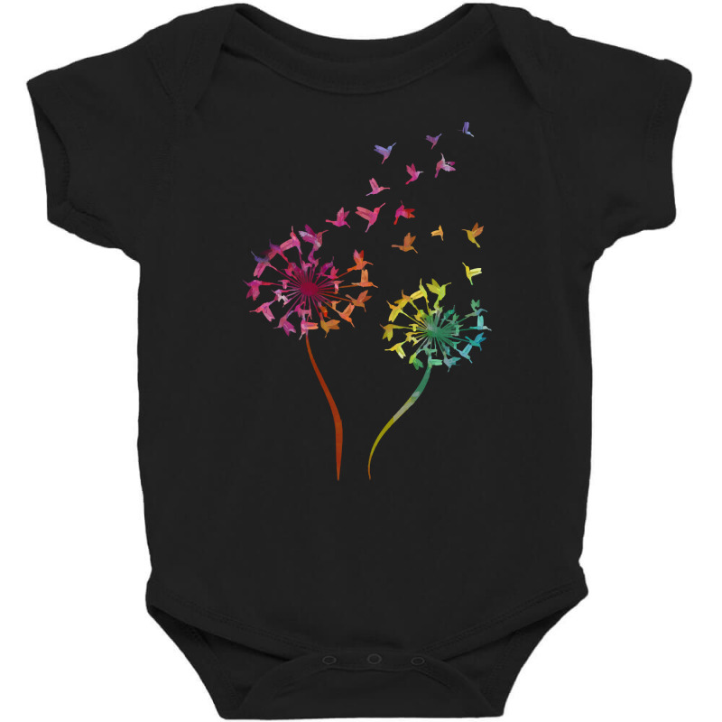 Flower Dandelion Hummingbird T  Shirt Tie Dye Dandelion Hummingbird Fl Baby Bodysuit by alexieterry303 | Artistshot