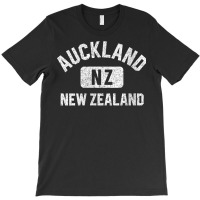 Womens Auckland New Zealand Gym Style Pink W Distressed White Print V T-shirt | Artistshot