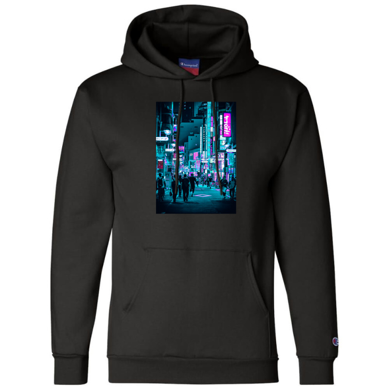 Tokyo Neon Night Synthwave Champion Hoodie by Jeff_Nugroho | Artistshot