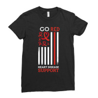 Go Red Heart Disease Support Heart Disease Awareness Gifts Ladies Fitted T-shirt | Artistshot