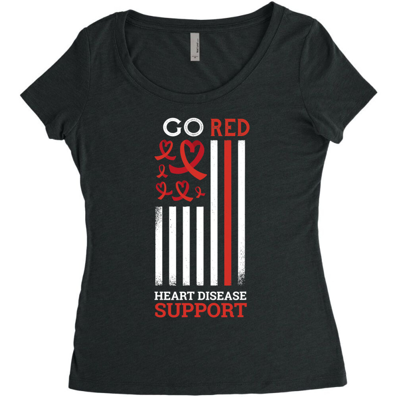 Go Red Heart Disease Support Heart Disease Awareness Gifts Women's Triblend Scoop T-shirt by moonlight2270 | Artistshot