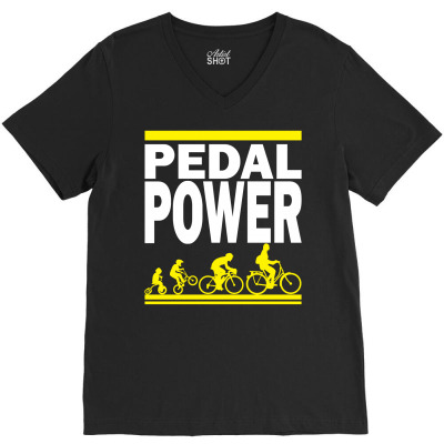 Pedal Power Bicycle V-neck Tee Designed By Gooseiant