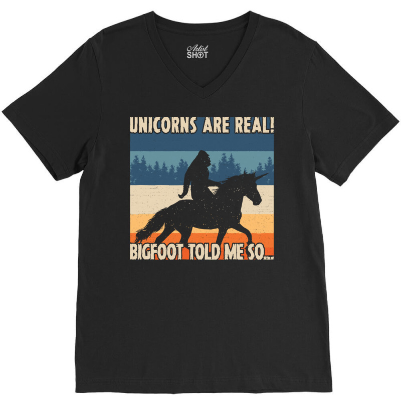 Bigfoot Gift T Shirtbigfoot Riding A Unicorn T Shirt V-neck Tee | Artistshot