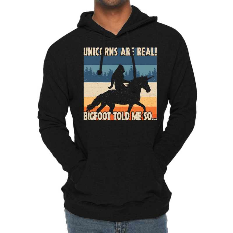 Bigfoot Gift T Shirtbigfoot Riding A Unicorn T Shirt Lightweight Hoodie | Artistshot