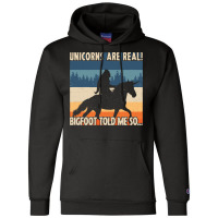 Bigfoot Gift T Shirtbigfoot Riding A Unicorn T Shirt Champion Hoodie | Artistshot