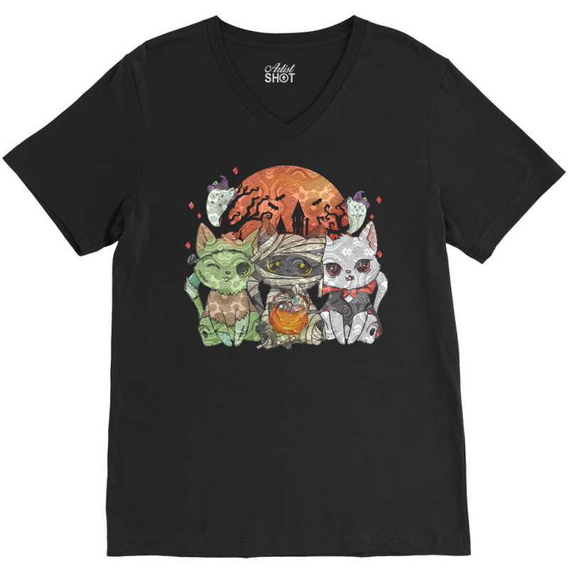 Halloween Cat Halloween Costume T  Shirt Halloween Cat Halloween Costu V-neck Tee | Artistshot