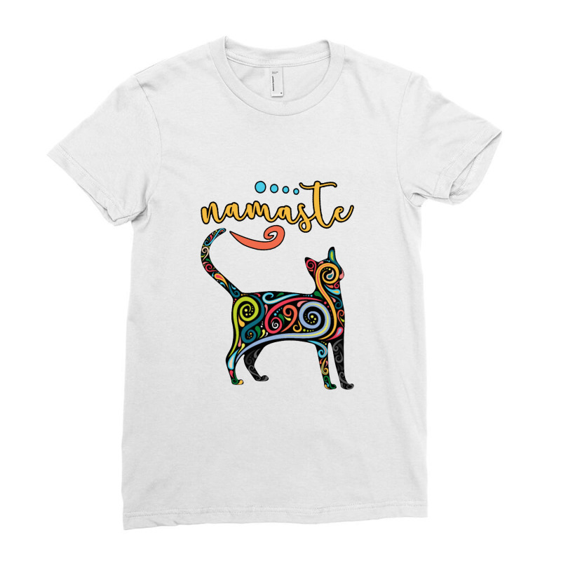 Funny Namaste Cat Yoga Meditation Ladies Fitted T-Shirt by astrolavas | Artistshot