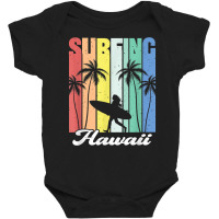 Surfing Hawaii Hawaiian Island Surfer Girl Palm Tree Rainbow T Shirt Baby Bodysuit | Artistshot