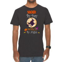 Halloween Soldier Gift T  Shirt Soldier By Day Witch By Night, Soldier Vintage T-shirt | Artistshot