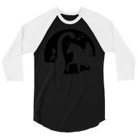 Bigfoot Riding Unicorn T Shirtbigfoot Riding Unicorn With Alien Loch N 3/4 Sleeve Shirt | Artistshot