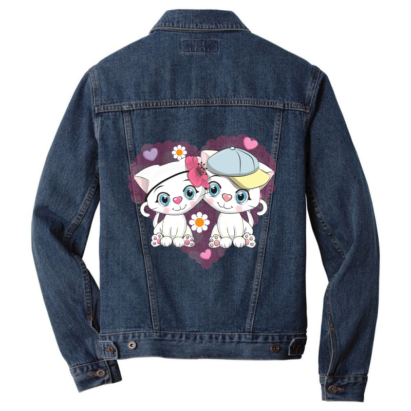 Cute Couple Cats Men Denim Jacket | Artistshot