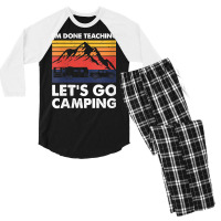 Womens I'm Done Teaching Let's Go Camping, Caravan Rv Trailer V Neck T Men's 3/4 Sleeve Pajama Set | Artistshot