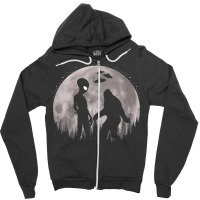 Bigfoot T Shirtbigfoot And Alien Ufos Moon T Shirt Zipper Hoodie | Artistshot