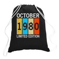 Vintage October 1980 Limited Edition | Funny Birthday Drawstring Bags | Artistshot
