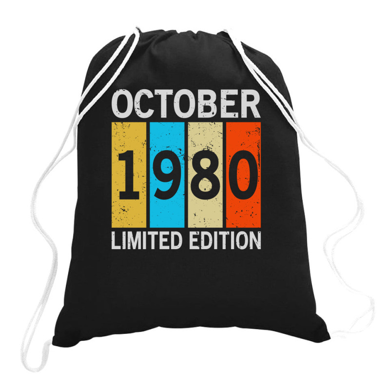Vintage October 1980 Limited Edition | Funny Birthday Drawstring Bags | Artistshot