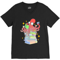 Book Lovers Octopus Reading Kids Girls Womens Cute Bookworm Vintage V-neck Tee | Artistshot