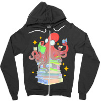 Book Lovers Octopus Reading Kids Girls Womens Cute Bookworm Vintage Zipper Hoodie | Artistshot