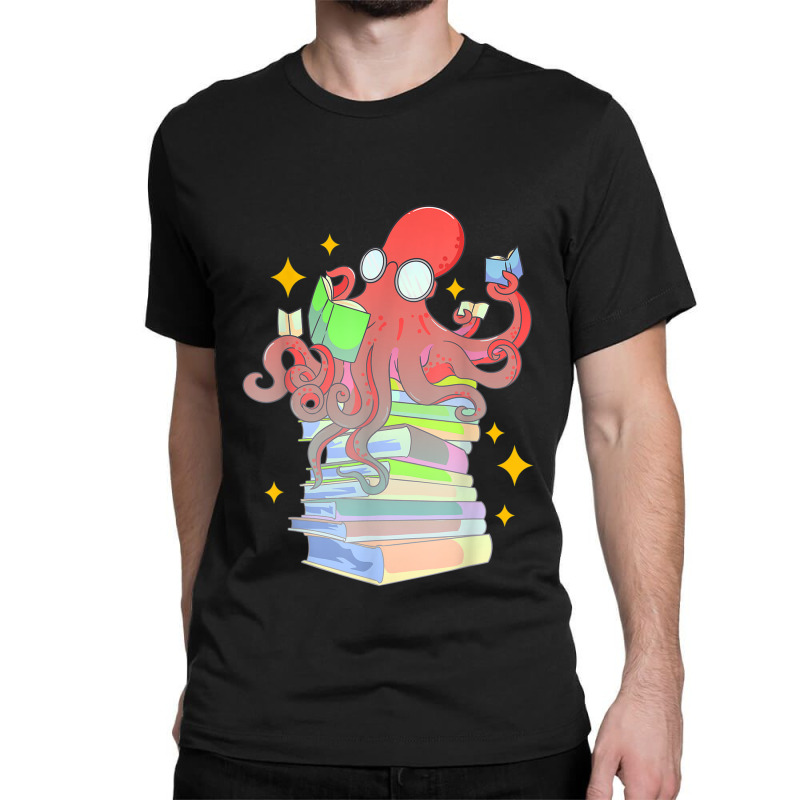 Book Lovers Octopus Reading Kids Girls Womens Cute Bookworm Vintage Classic T-shirt by HailieDesign | Artistshot