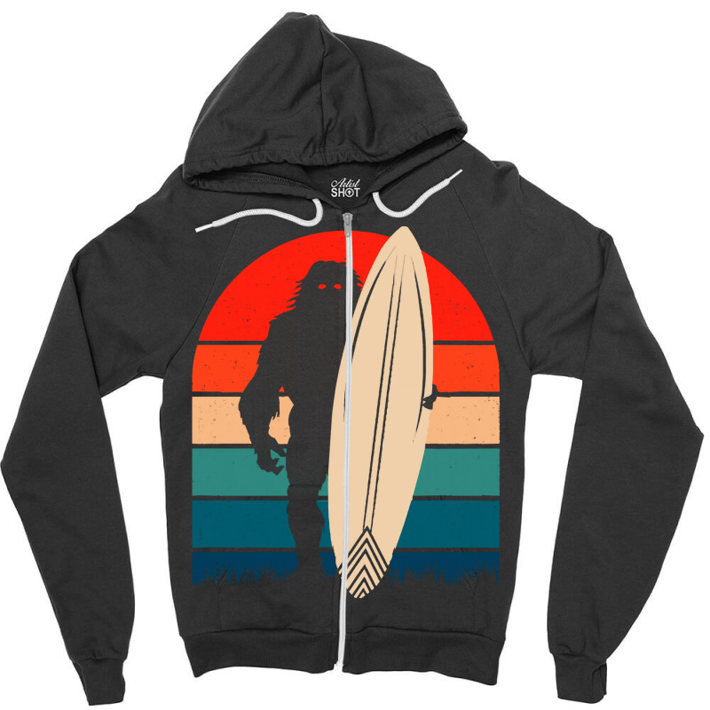 Bigfoot T Shirtbigfoot Surfing Retro Summer T Shirt Zipper Hoodie | Artistshot