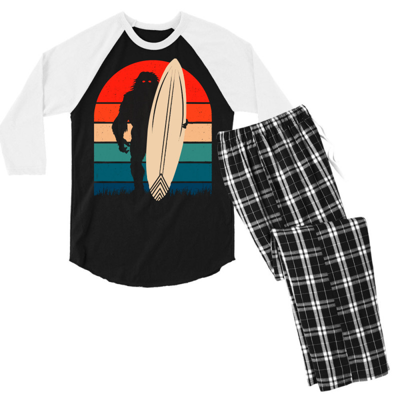 Bigfoot T Shirtbigfoot Surfing Retro Summer T Shirt Men's 3/4 Sleeve Pajama Set | Artistshot