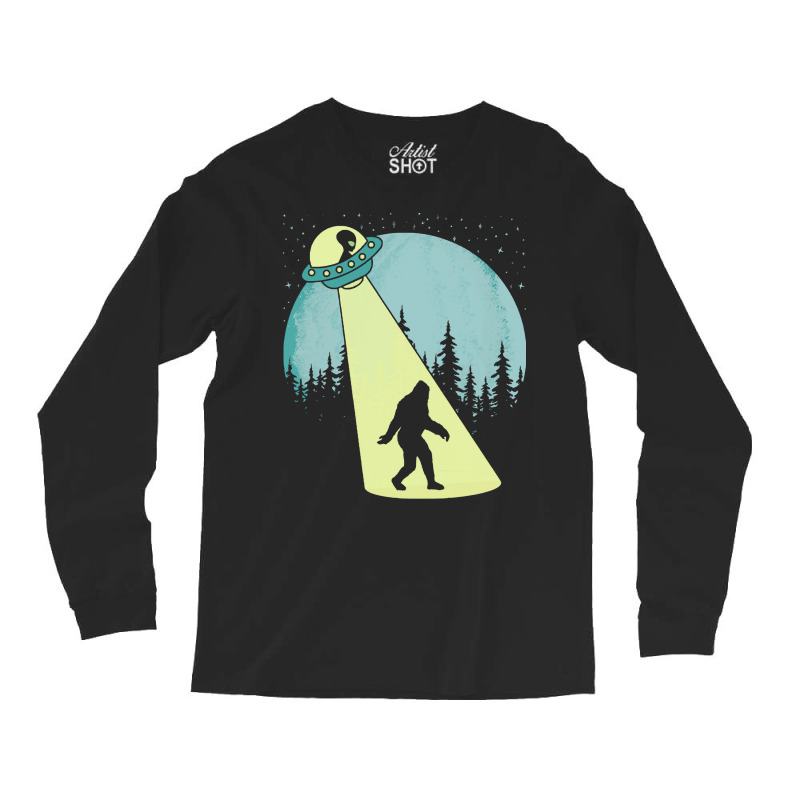 Bigfoot T Shirtbigfoot Ufo Abduction Full Moon T Shirt Long Sleeve Shirts | Artistshot