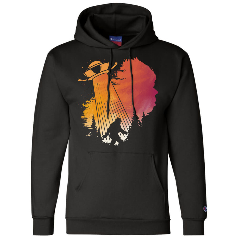 Bigfoot T Shirtbigfoot Ufo Abduction Silhouette T Shirt Champion Hoodie | Artistshot