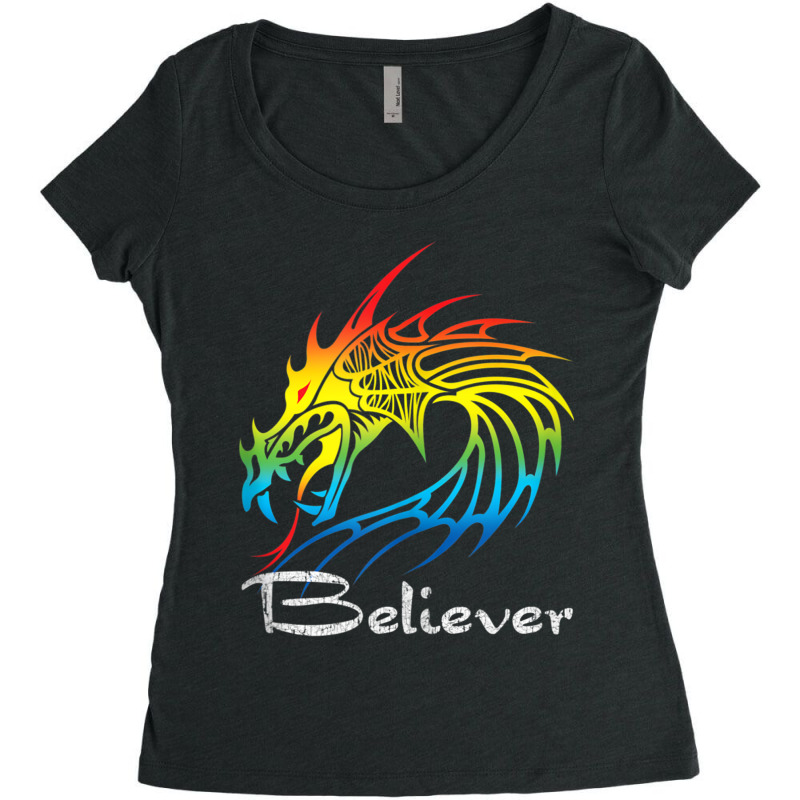 Dragon Believer Imagine This Gift For Dragon Fans Animations Character Women's Triblend Scoop T-shirt by HailieDesign | Artistshot