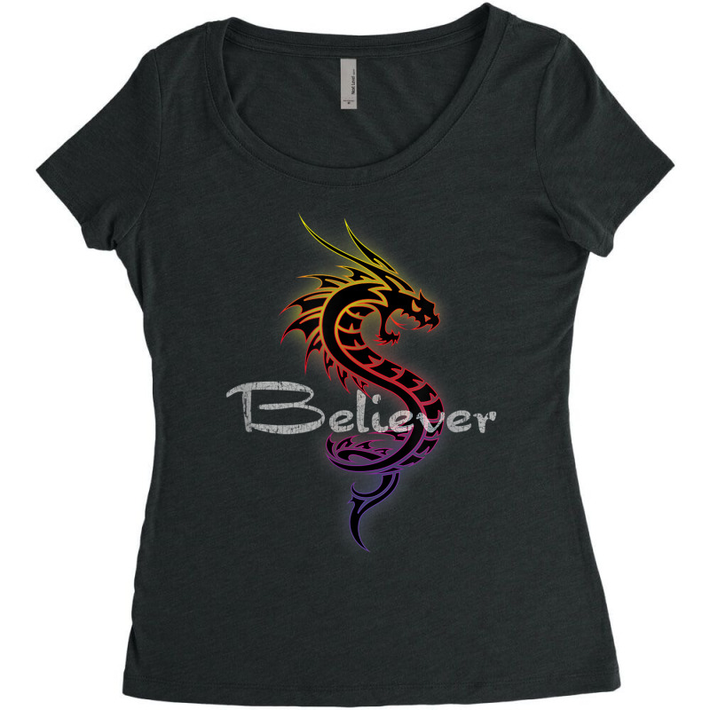 Dragon Believer Imagine This Gift For Dragon Fans Character Animae Women's Triblend Scoop T-shirt by HailieDesign | Artistshot