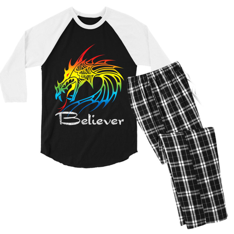 Dragon Believer Imagine This Gift For Dragon Fans Characters Cartoon G Men's 3/4 Sleeve Pajama Set by HailieDesign | Artistshot