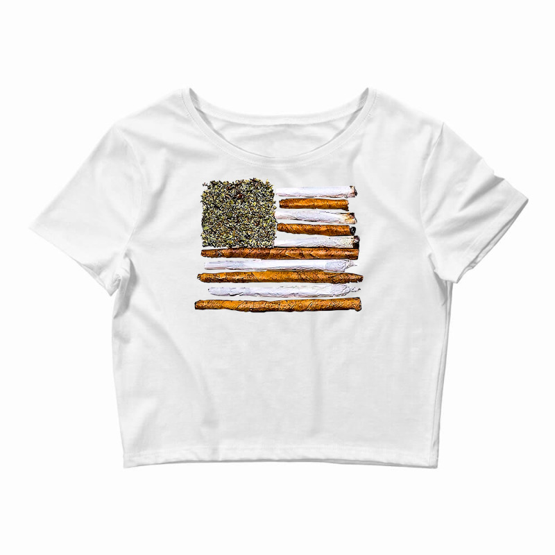 Restyled Fourth of July Flag Crop Top Shirt Size S Grunge 