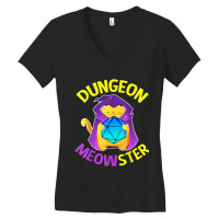 Dungeon Meowster Shirt Cat Dm Role Player Rpg Tabletop Gamer Gifts Wom Women's V-neck T-shirt | Artistshot