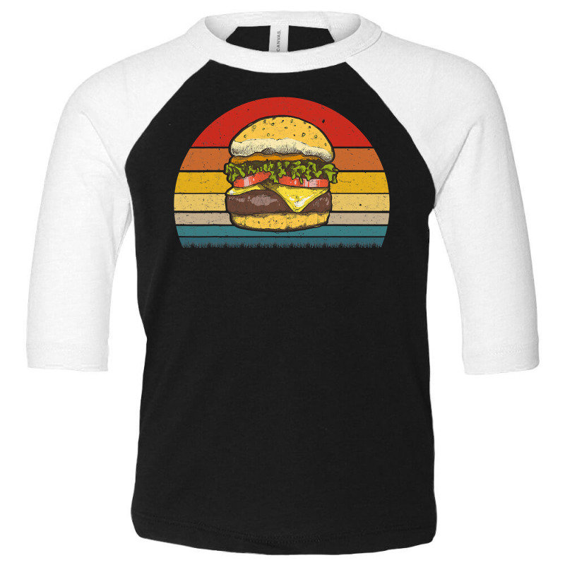 Retro Vintage Cheeseburger Design Costume Hamburger Lovers T Shirt Toddler 3/4 Sleeve Tee | Artistshot