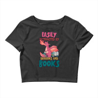 Easily Distracted By Dragon And Books Funny Dragon Designs Gift Men Crop Top | Artistshot