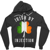 Womens Funny Irish By Injections   St Patricks Day Gift Vneck Zipper Hoodie | Artistshot