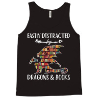 Easily Distracted By Dragon And Books Nerds Men Women Tank Top | Artistshot