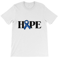 Hope Colon Cancer Awareness Blue Ribbon Crc Faith Love T-shirt | Artistshot