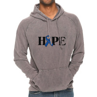 Hope Colon Cancer Awareness Blue Ribbon Crc Faith Love Vintage Hoodie | Artistshot