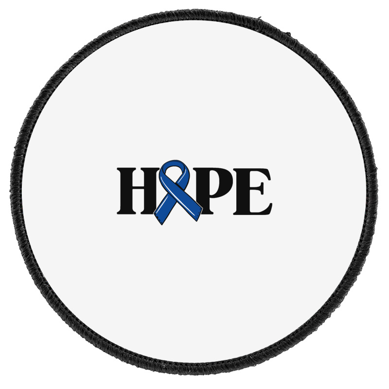Hope Colon Cancer Awareness Blue Ribbon Crc Faith Love Round Patch. By  Artistshot