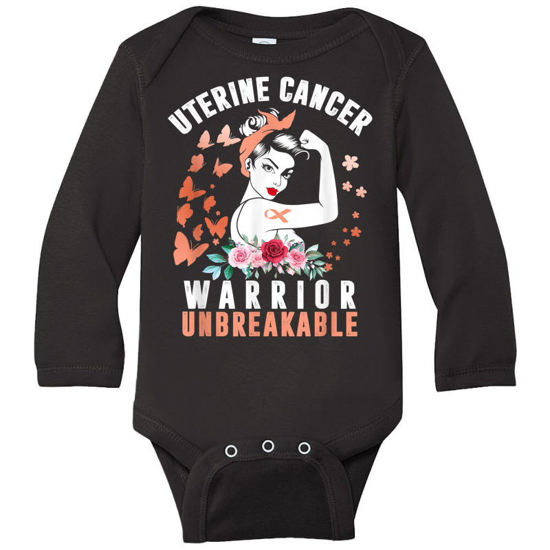 Uterine Cancer Awareness Warrior Unbreakable Strong Woman T Shirt Long Sleeve Baby Bodysuit | Artistshot