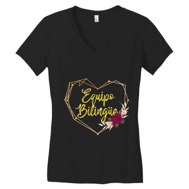 Equipo Bilingue Spanish Bilingual Team Squad Back To School Women's V-Neck T-Shirt by NathanielDesign | Artistshot