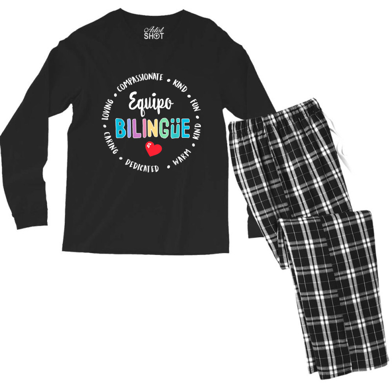 Equipo Bilingue Spanish Bilingual Team Squad Back To School Men's Long Sleeve Pajama Set by NathanielDesign | Artistshot