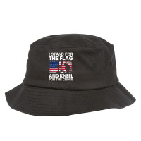 I Stand For The Flag & Kneel For The Cross Veteran Day Gift 22 Bucket Hat | Artistshot